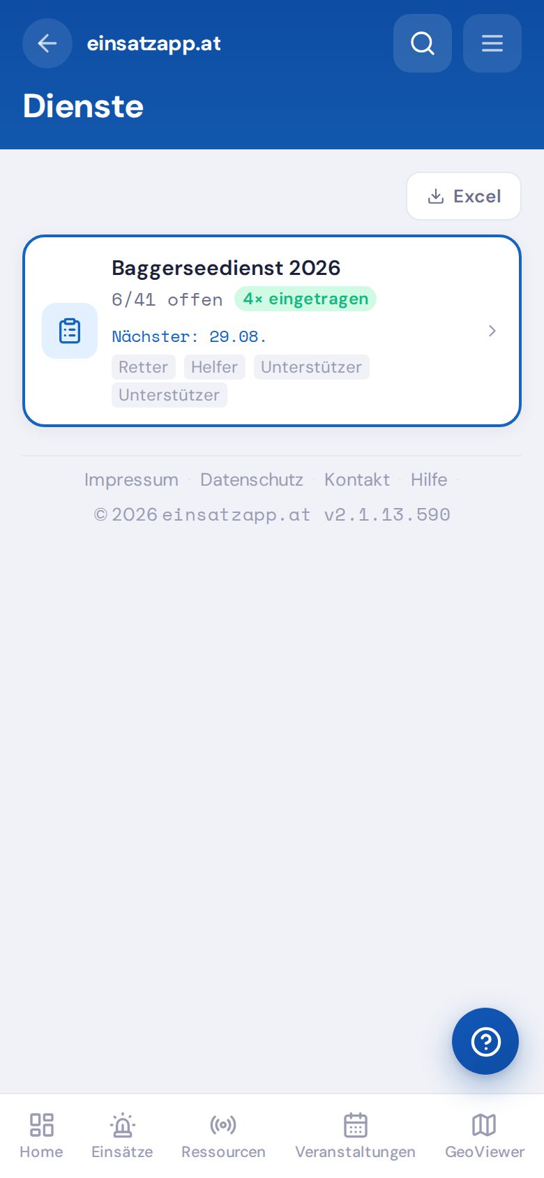 Dienstplan mit Terminen