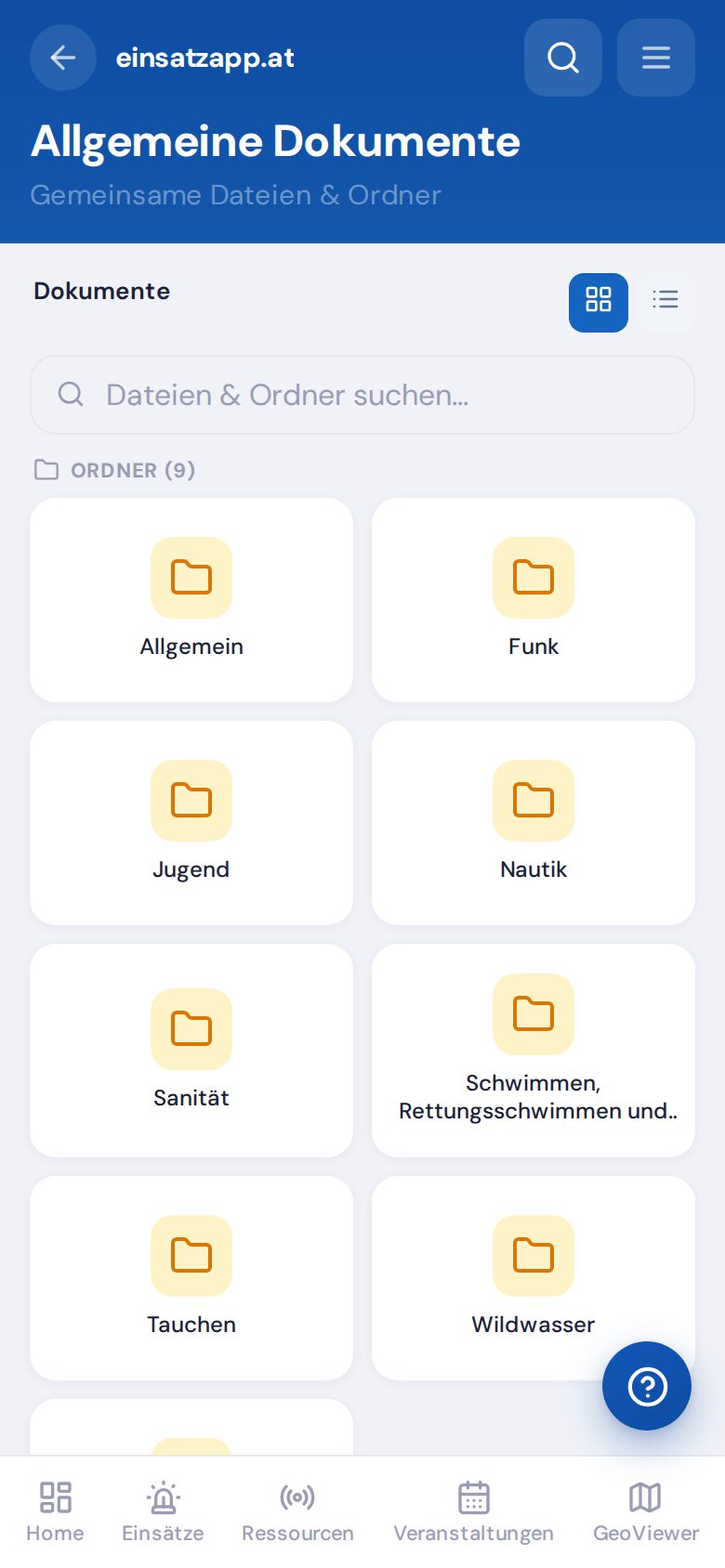 Dokumente-Browser mit Ordnern