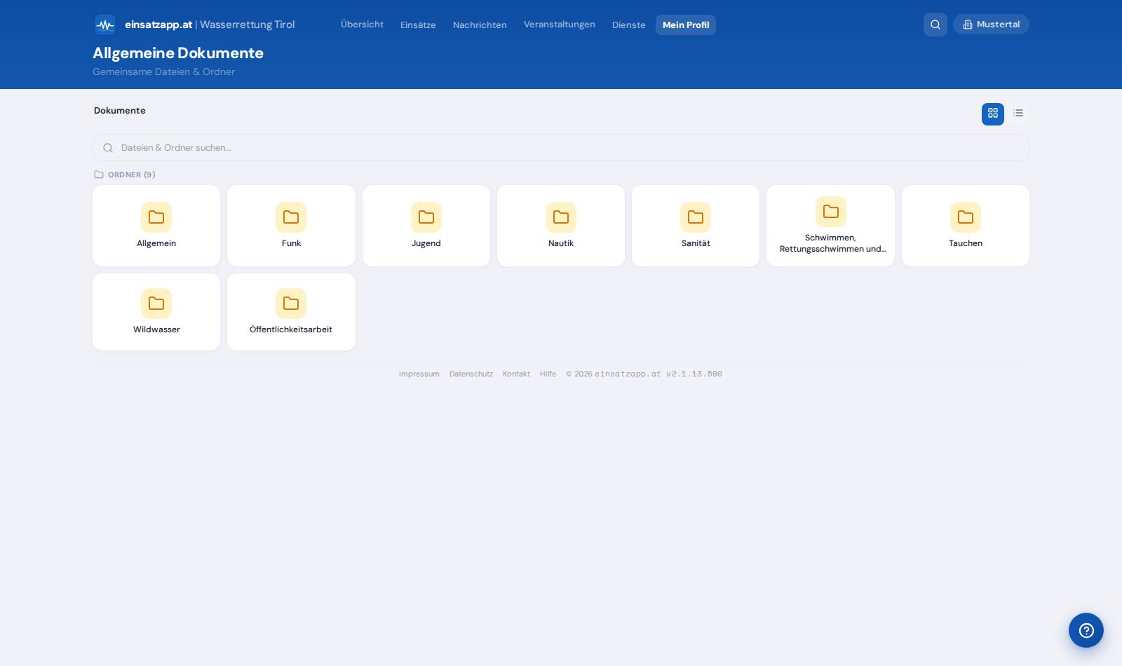 Dokumente-Browser mit Ordnern (PC-Ansicht)