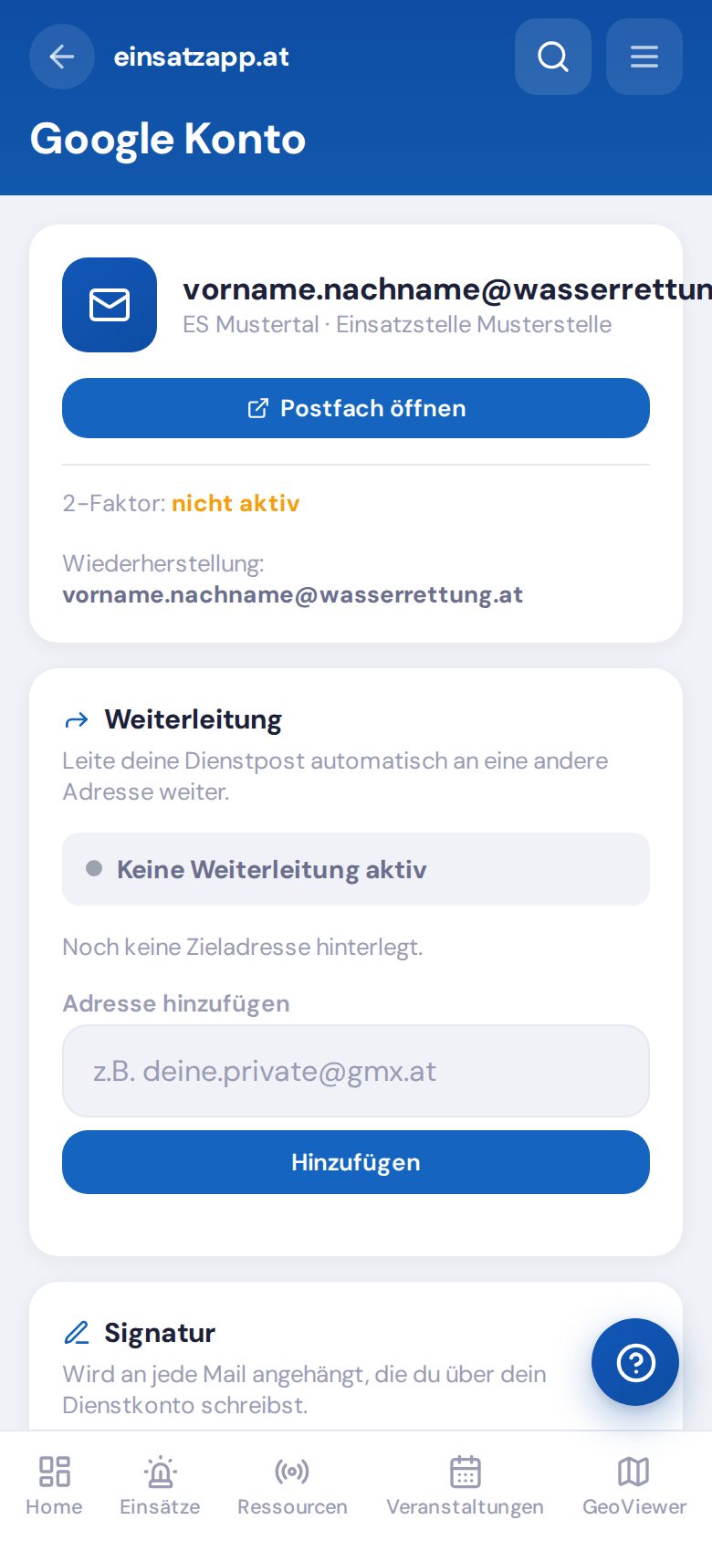 Seite des persönlichen Google-Kontos