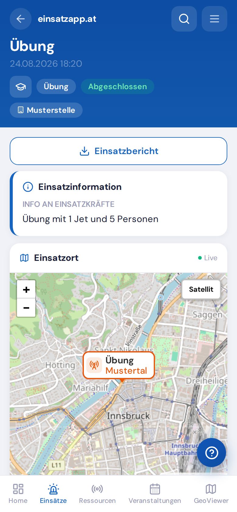 Einsatzliste, über die du dich meldest